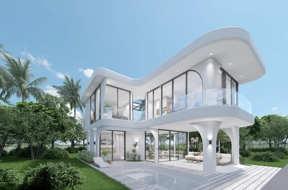 Nuna 3BR at Nesara Bay City Lombok — Two storeys of light and glass