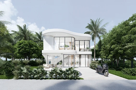 Blanca 3BR at Nesara Bay City Lombok — Mediterranean white, tropical setting