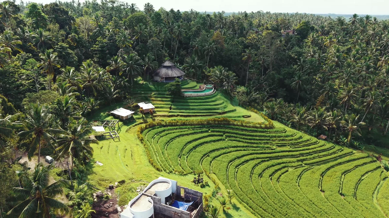 Wide view across the Tabanan valley to the coast