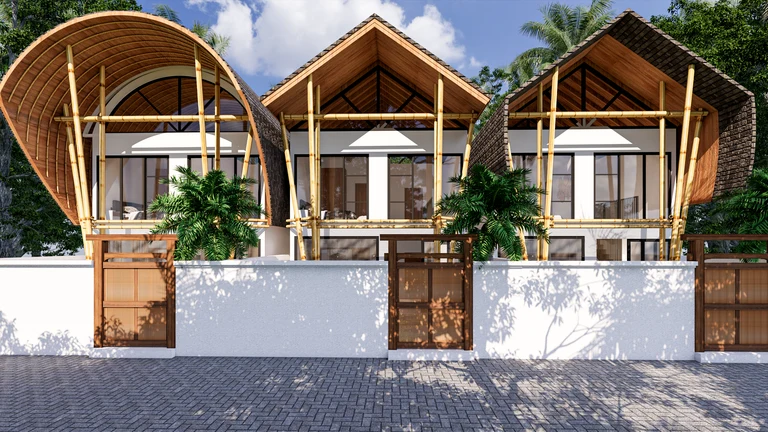 Bamboo 3BR at Nesara Bay City Lombok — Engineered bamboo, arched and open